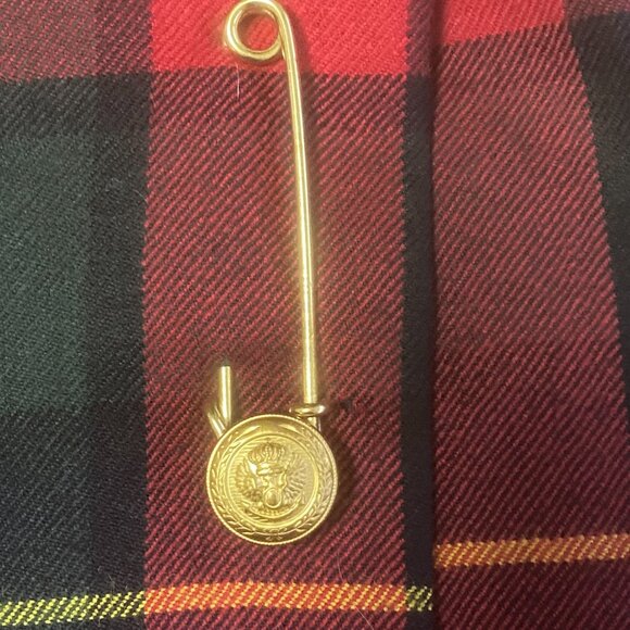 NYGARD COLLECTION Red Wool Tartan Wrap Skirt Plaid Gold Button 12 - Picture 9 of 14